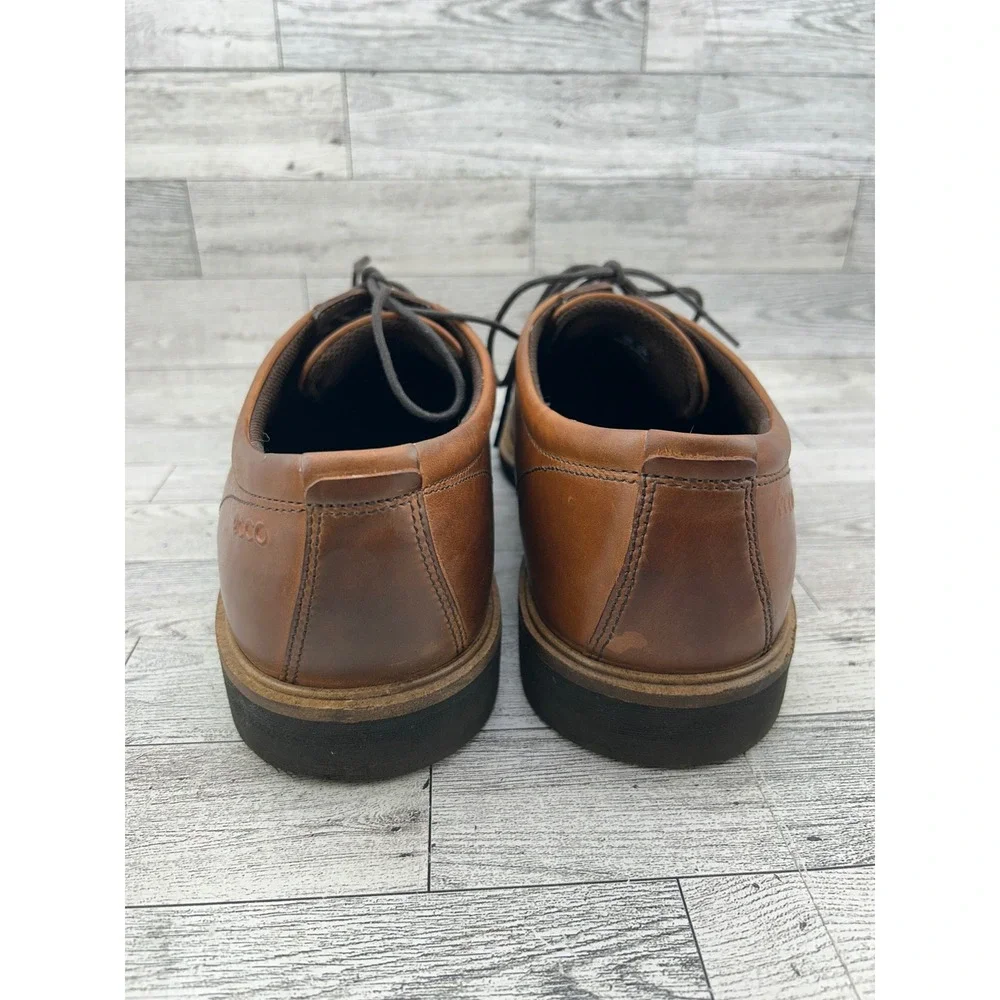 ECCO Mens Brown Leather Plain Toe Derby Dress Shoes Shock Point Size‎ 47 US 13.5
